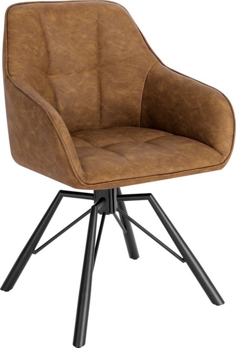 In And Outdoormatch Kunstlederen eetkamerstoel - stijlvol & ergonomisch - comfortabele zitting - stevig & modern ontwerp - lichtbruin