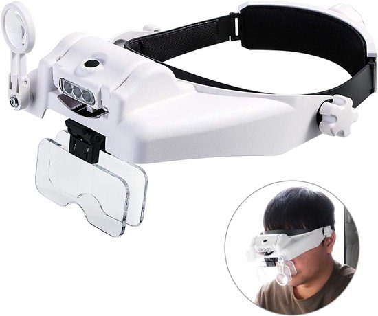 LED-verlichte handsfree hoofdloep met afneembare lenzen