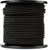 SNURO Elastisch rond touw (6mm, 100m, zwart) - Professionele kwaliteit - Weerbestendig en herbruikbaar - Breekkracht 80kg - WLL 40kg