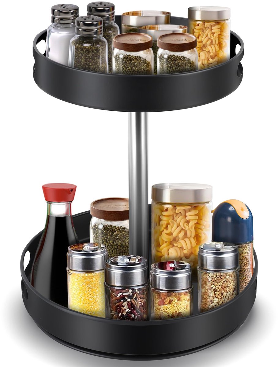 My Ninki ® Revolutionair Draaibaar Keuken- en Huisorganizer Rek met Twee Verstelbare Etages voor Optimaal Gebruiksgemak