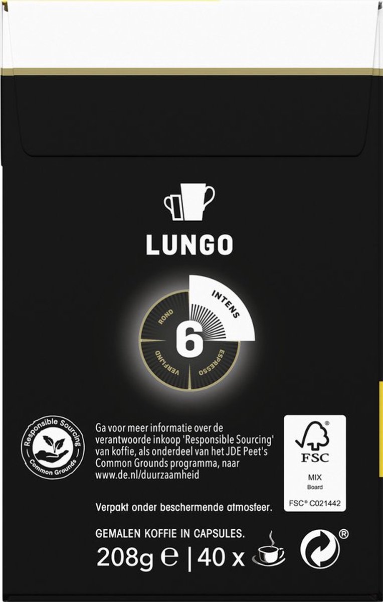 Douwe Egberts Lungo Original Koffiecups - Intensiteit 6/12 - 40 capsules thumbnail 3