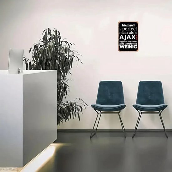 Décoration murale AJAX - Personne n'est parfait - Supporter de Ajax - Panneau Mancave en métal - Amsterdam - Pub - Bar - Café - Panneau Ajax - Mancave - Panneau en métal Ajax - Extérieur et intérieur - 20 cm x 30 cm