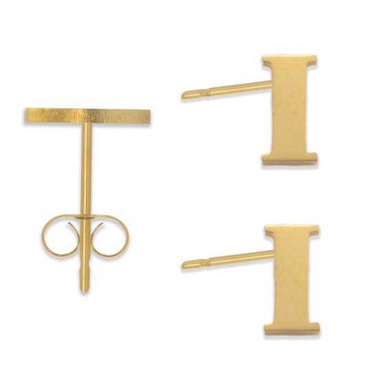 Boucles d'oreilles initiales avec lettre I couleur or - Cadeau Bijoux Prénom - Acier Inoxydable - Pax Amare