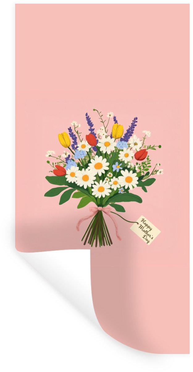 Muurstickers - Sticker Folie - Bloemen - Lint - Kaartje - 60x120 cm - Plakfolie - Muurstic