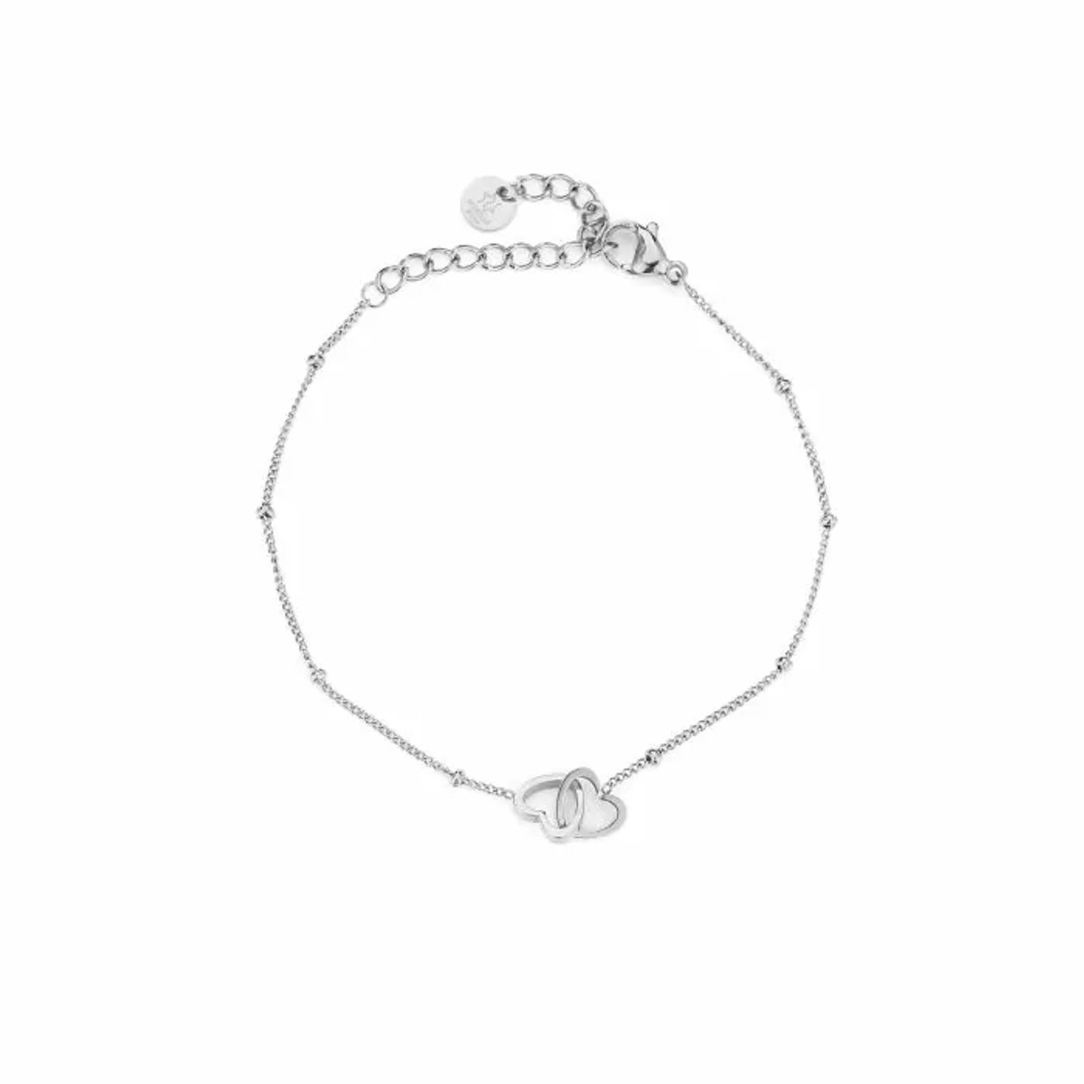 Armband Stainless Steel - Zilver - Dubbel Hartje