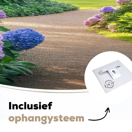 WallCircle® Wandcirkel 60x60 cm - Muurcirkel Hortensia- Park - Pad - Muurdecoratie woonkamer - Wanddecoratie slaapkamer - Kamer decoratie accessoires - Ronde schilderijen