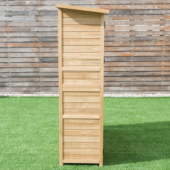 Tuinhuis 710 x 455 x 1600 mm, Tuinkast, Houten Opbergschuur, Gereedschapskast met Planken, Slot & Vloer, Waterdicht Tuinhuis, Opbergkast voor Terras, Tuin, Gazon, Tuin | NL