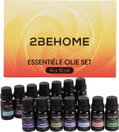 2BEHOME Etherische Olie Set - 14 Geuren - Lavendel, Vanille, Eucalyptus en meer - Essentiële olie voor Aromatherapie - Essential oil - Geurolie voor Aromadiffuser - Etherische Olie Lavendel