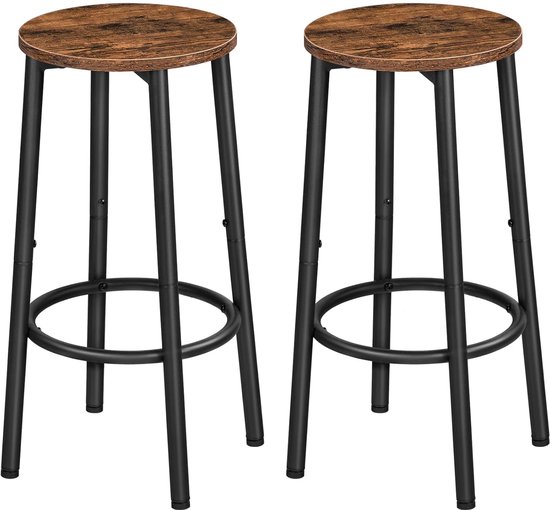 Barkruk set van 6 vintage bruin, verstelbaar, draaibare barkruk, industriële keuken, barkruk, draaibare barstoel met rugleuning en voetensteun voor huis, keuken, bistro (6, bruin