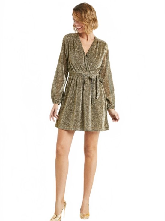 Robe portefeuille courte chic et brillante