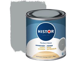 Histor Perfect Base Grondverf - Houtverf voor Binnen - Primer Verf voor Hout op Waterbasis - Uitstekende Hechting en Extra Dekking - Grijs - 0.25 L