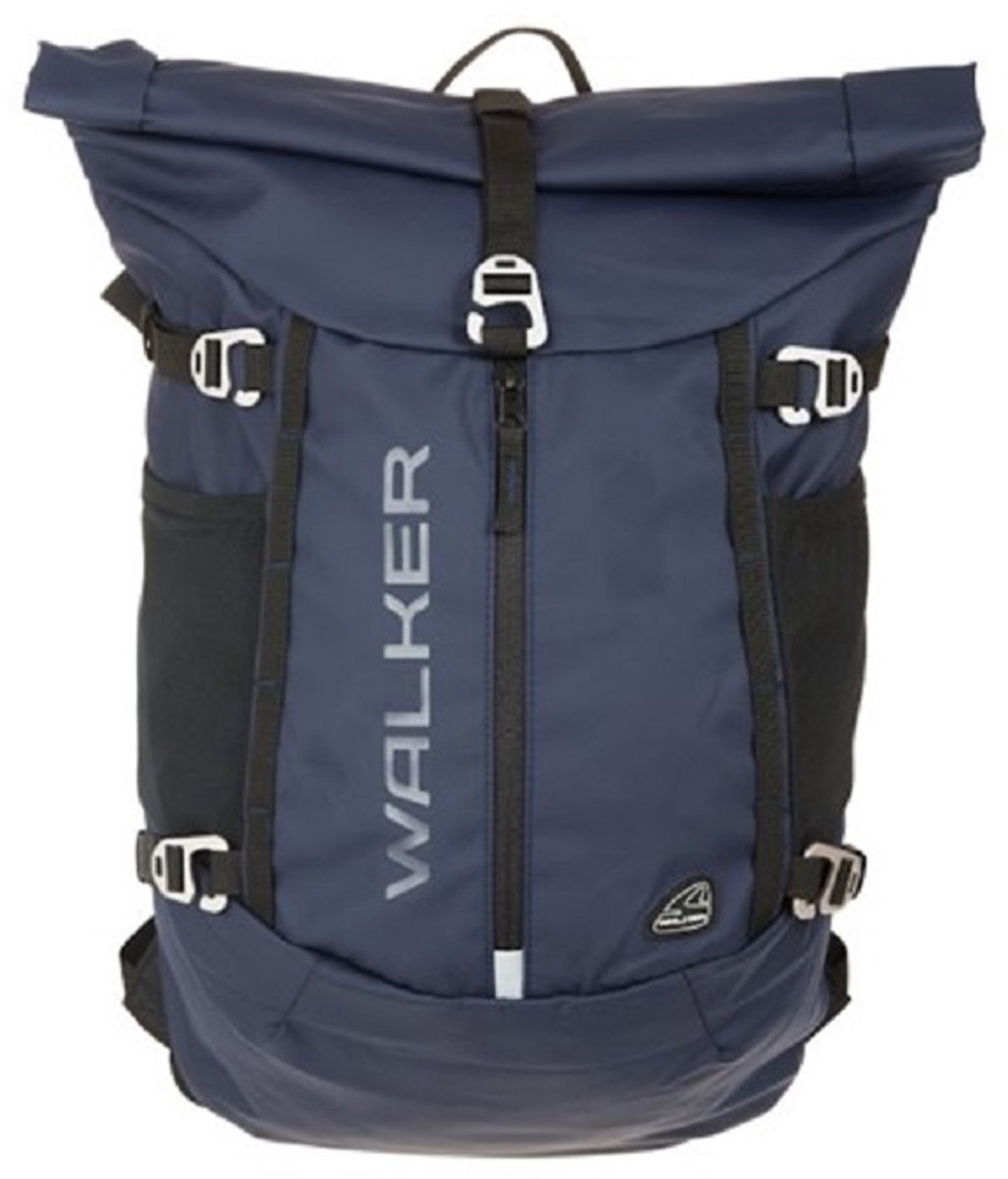 Rugzak - Reizen - Back to school - Wandelen - Sportrugzak Cycle - Blauw van Walker - Ergonomisch - Lus voor LED lamp - Duurzaam gemaakt - Water en vuil afstotende coating - Reflecterende elementen - Roll up systeem