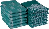 Set de Essuies de vaisselle et essuie-tout DoubleDry - 12 pièces - Tissage jacquard - Katoen de haute qualité - Haute absorption - Libellule émeraude