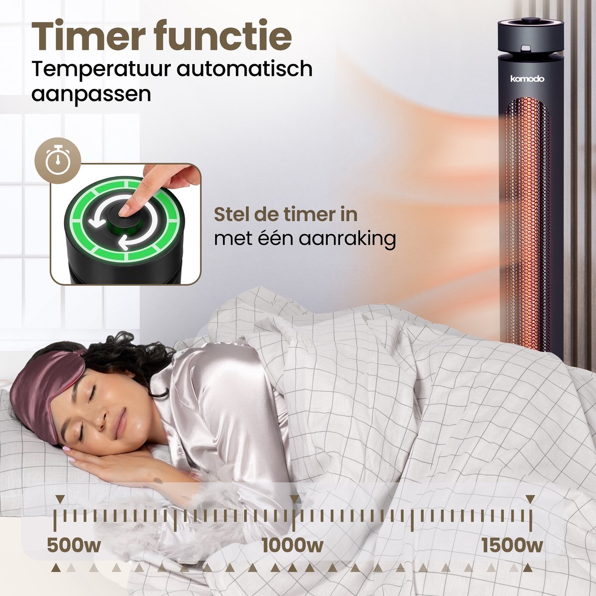 Komodo Terrasverwarmers - Fuji 2000W - Infrarood kachel en Elektrische Kachel 8 Verschillende Standen - LED-display - Infrarood Verwarming - Afstandsbediening - Oscillatie - Zwart – foto 4