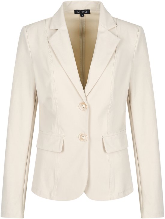 Wollen Bouclé Jas Met Goud Accenten - Wolwit Maat L Blazer