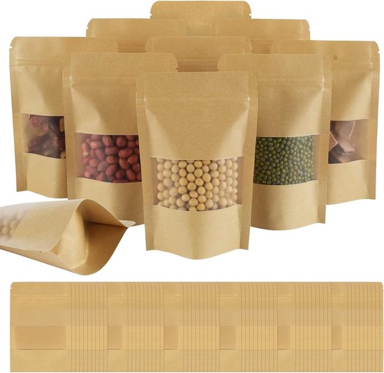 WACCOMT Pack 100 adet mat alüminyum folyo ambalaj poşetleri gıda saklama için kendinden