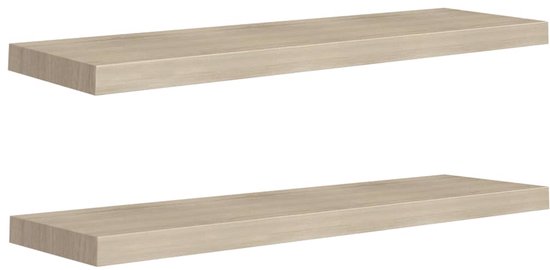 vidaXL Wandschappen 2 st 75x16,5x16,5 cm bewerkt hout wit, zwevende plank, muur gemonteerde plank, muur plank eenheid, zwevende muur plank