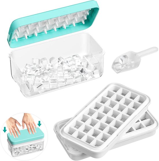Grote Ijsblokjesvorm met Deksel, JRISBO 2 Stuks Ijsklontjes Vorm Siliconen Ijsvormen BPA-vrij en Stapelbare, Ice Cube Tray Ijsblokjesmaker voor Cocktail Whisky Bier Babyvoedsel (2 Blauw 2 Groente Grote Ijsblokjesvorm met Deksel, JRISBO 2 Stuks Ijsklontjes Vorm Siliconen Ijsvormen BPA-vrij en Stapelbare, Ice Cube Tray Ijsblokjesmaker voor Cocktail Whisky Bier Babyvoedsel (2 Blauw 2 Groente