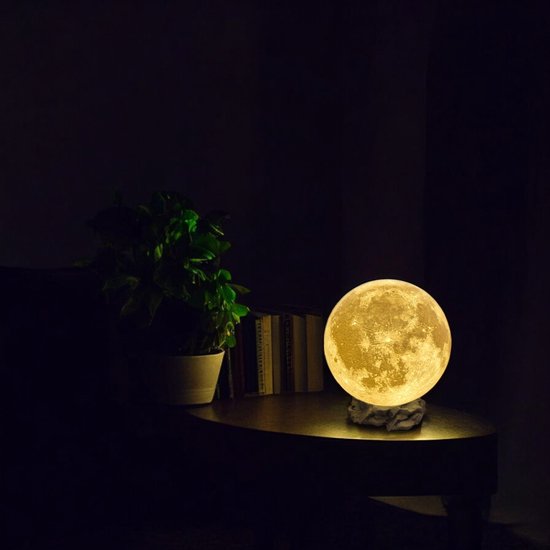 Maanlamp met voet Ø15 cm - USB LED lamp - Nachtlamp - Sfeerverlichting - 3D print - Flevo Print van Merkloos — afbeelding 4