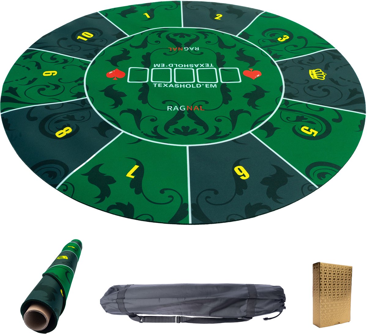 Bullets Playing Cards, Designer pokermat, blauw, in 180 x 90