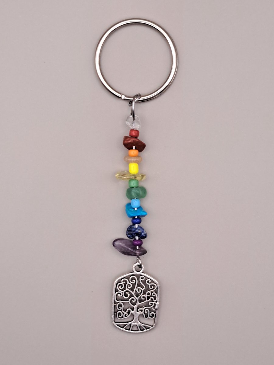 Sleutelhanger Chakra - Levensboom Chakra Hanger - Levensboom sleutelhanger - Tashanger - Balans - zeven Chakra's hanger - Sleutelhanger Chakra Levensboom