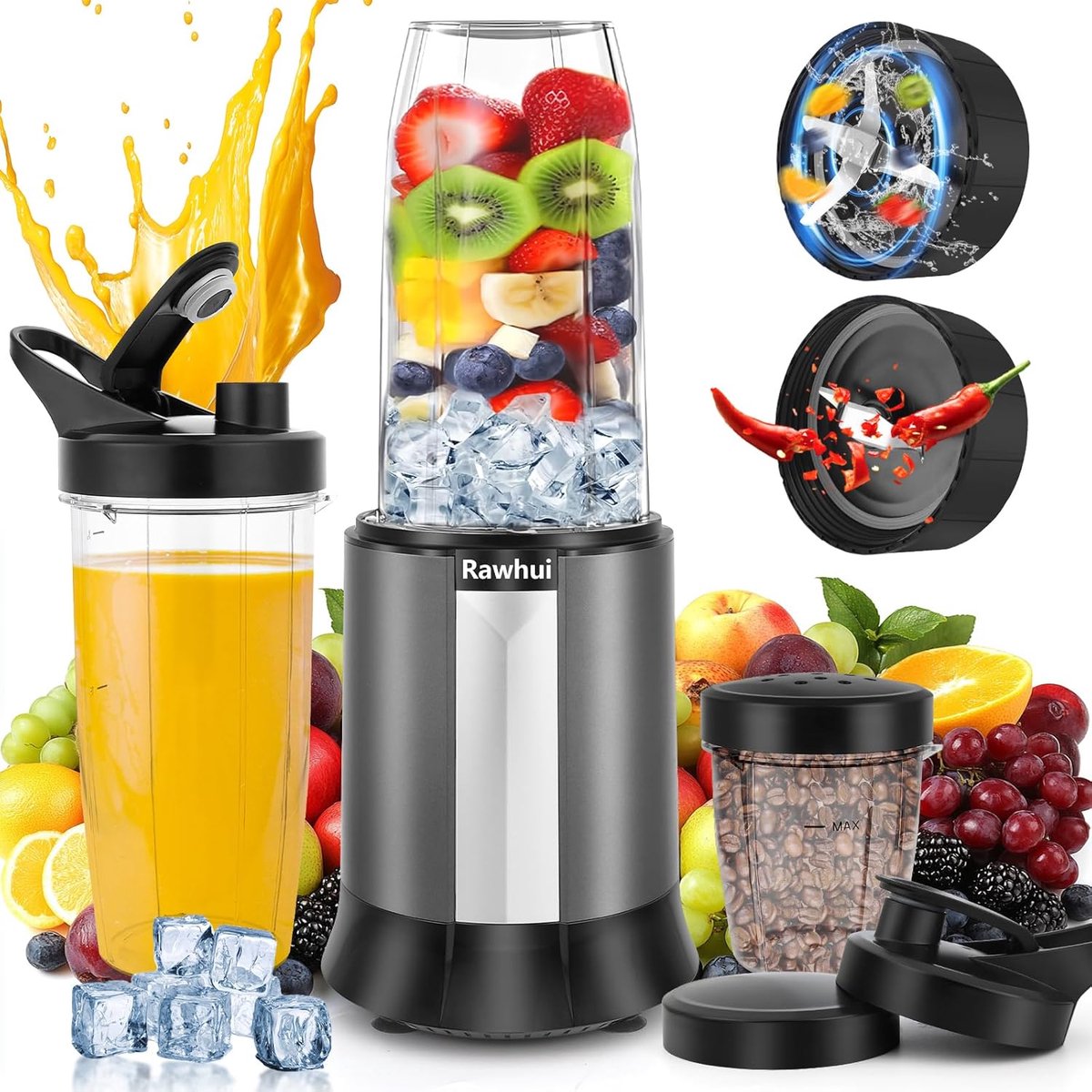 Krachtige 1300W Smoothie Mixer met 2 To Go Bekers - Ideaal voor Gezonde Dranken en Babyvoeding