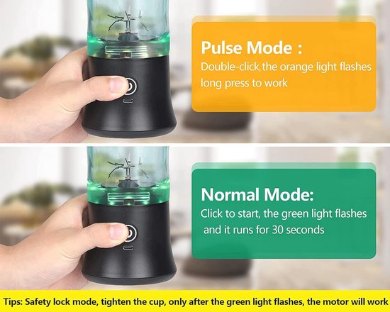 Draagbare Blender Smoothie Maker - 600 ml Mini-Mixer voor Smoothies en Shakes, 4000 mAh USB Oplaadbare Blender voor Kantoor, Camping en Reizen — afbeelding 4