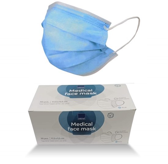 Abena | Type IIR | Noir | 1000 pièces | Masques médicaux jetables | Masque chirurgical nez-bouche