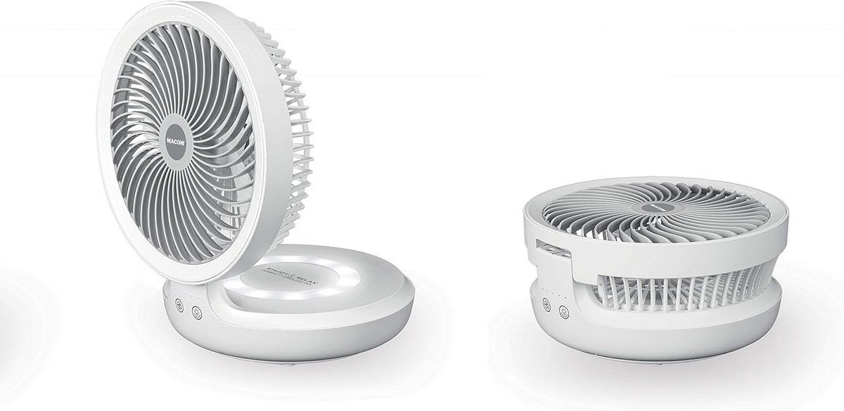 Draadloze Tafelventilator 19 cm - Compact & Oplaadbaar - 4 Snelheden, Oscillerend en LED Licht