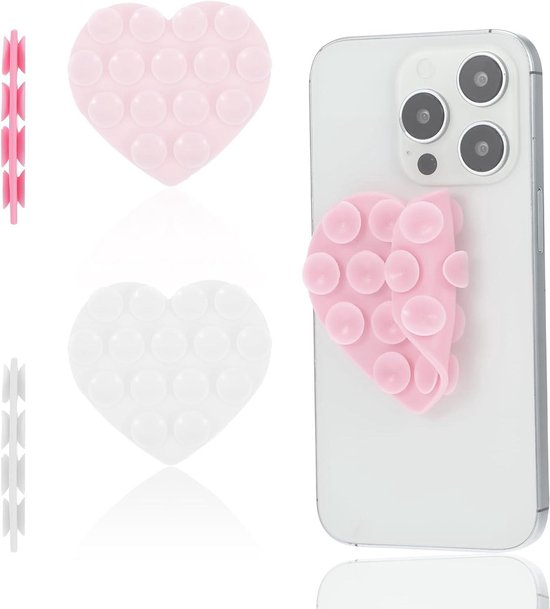 Zuigtelefoonhouder, 6 Stuks Dubbelzijdig Siliconen Telefoonhoesje Zelfklevende Houder, Antislip Handsfree Telefoonaccessoires Houder voor Selfies en Video's, voor IOS voor Android