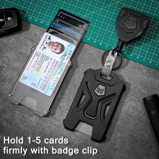 Porte-badge rétractable avec clip ceinture - cordon 80 cm - noir - 1 pièce