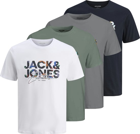 Jack&Jones - T-shirt JJGEPLAS SS col rond, lot de 4 - Homme - T-shirts