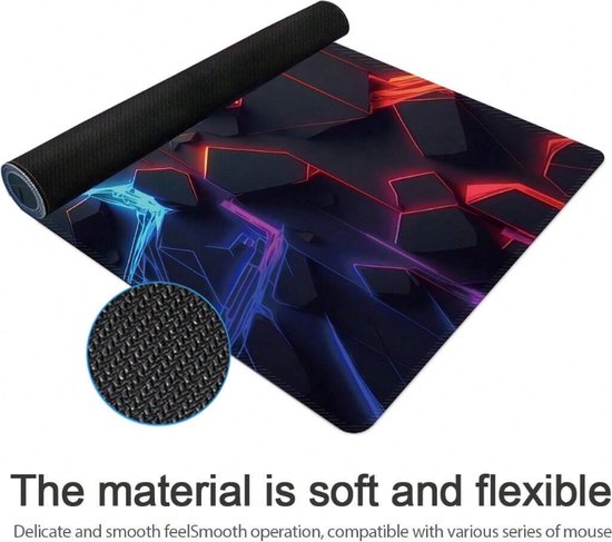 S&E 3D Gaming Muismat - Anti-Slip Rubber Basis - Kleurrijk Bureau Pad voor Gamers en Kantoor - 80 x 40 x 0,2 cm