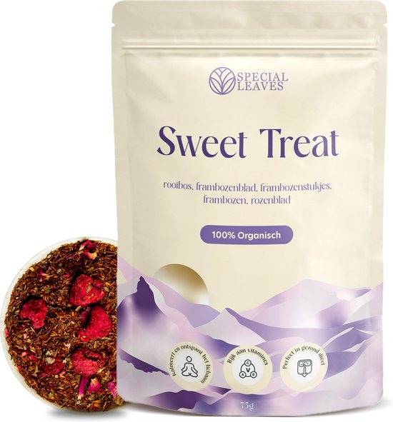 Special Leaves - Losse Thee - Sweet Treat - Fruitige Rooibos Thee Met Framboos - 75 gram - Verse Thee - Vruchtenthee