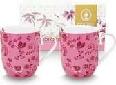Pip Studio Jolie Pink set van twee kleine Roze mokjes - Inhoud: 145ml - Senseokopje - Bloemen - Porselein
