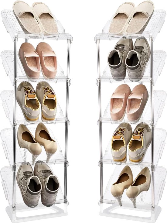 Étagère à Chaussures Métal 4 Niveaux - 50x42x18 Cm - Design Compact, Montage Facile - Pour Salon, Placard, Garage