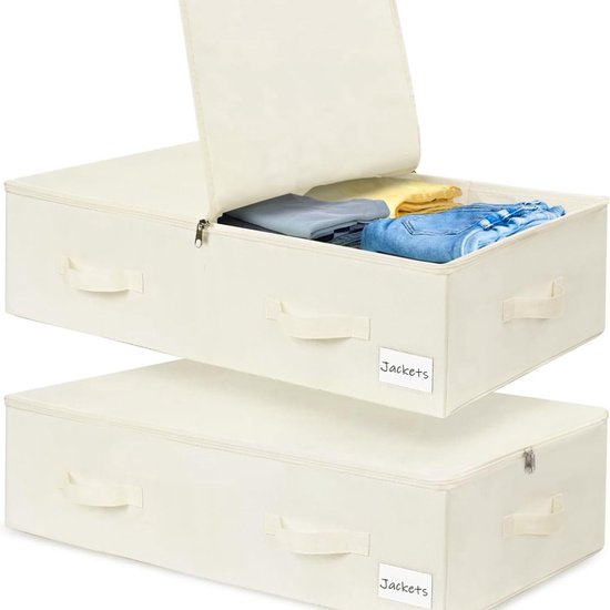 2 stuks Zachte opbergdoos voor onder het bed met 4 handgrepen en