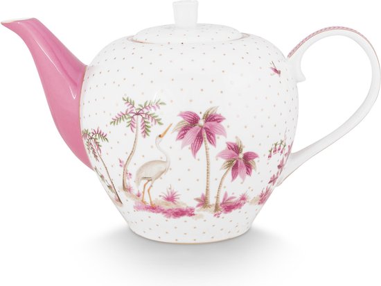 Pip Studio Jolie Pink Theepot 1.6 Ltr - Porselein - Roze en Gouden Accenten - Porselein