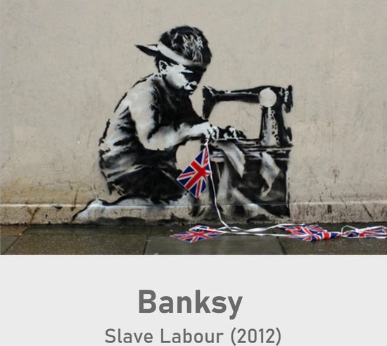 Allernieuwste.nl® Peinture sur toile Banksy Travail des enfants - Travail des esclaves - Art sur votre mur - Pop Art Street Graffiti - 50 x 75 cm