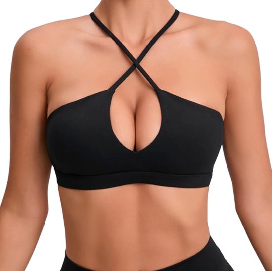 Soutien-gorge de sport sexy à dos Cross - Yoga - Fitness - BH -gorge - Soutien-gorge - Sport - Haut - Zwart