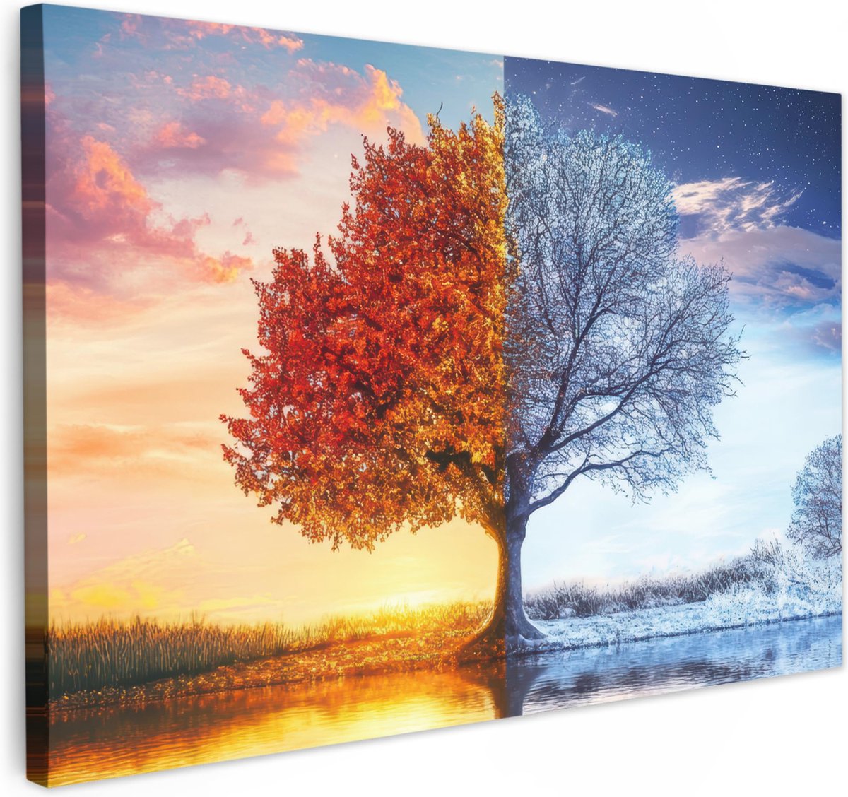 La'Moussawi ® XXL Canvas Wanddecoratie 120 x 80 cm voor Slaapkamer en Woonkamer Met Seizoensgebonden Kunst
