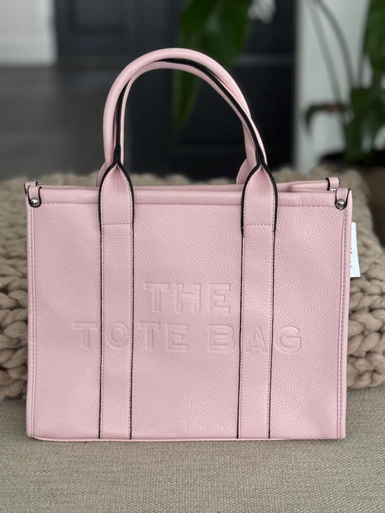 Sac femme - The Tote Bag - Cuir - Rose - 33 x 27 cm.