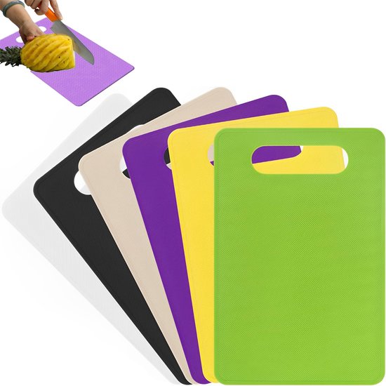6 stuks kunststof snijplanken, antislip, BPA-vrij, antibacteriële