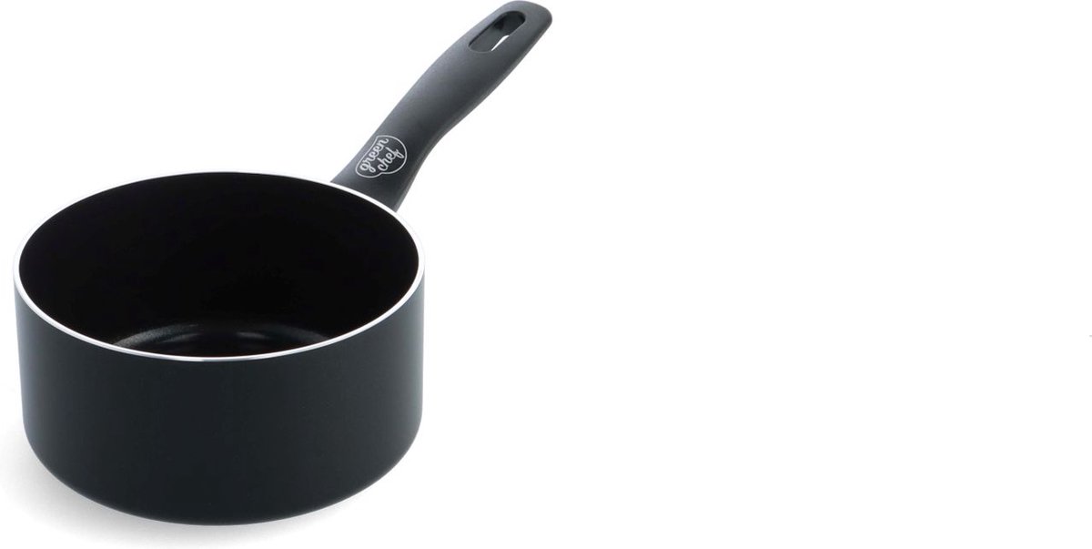 GreenChef Prime keramische inductie steelpan zonder deksel 16cm - 1.5L - PFAS-vrij - Inductie pan - Vaatwasserbestendig - Ovenbestendig tot 160°C - keramische antiaanbaklaag - Gerecylceerd aluminium - Zwart