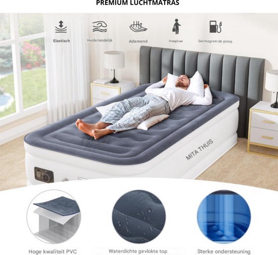 Zelfopblazend Luchtbed - Compact Design - Inclusief Elektrische Pomp van Merkloos — afbeelding 2