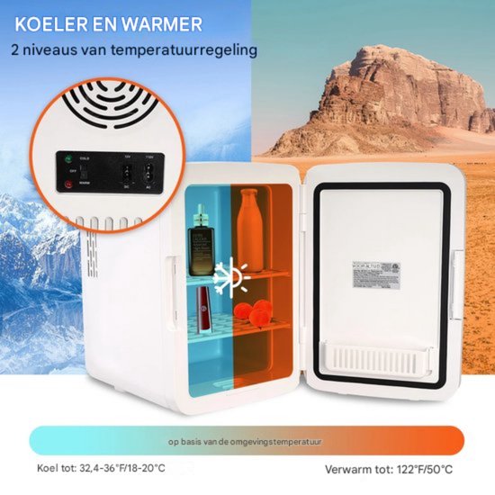 Minibar Koelkast - 9V/220V - Voor Koelen en Verwarmen - Compact Wit Design — afbeelding 4