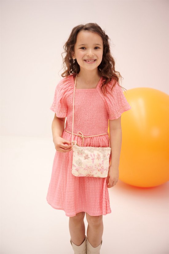 NoNo Zomer jurk meisjes Roze geweven smocked Malia bol