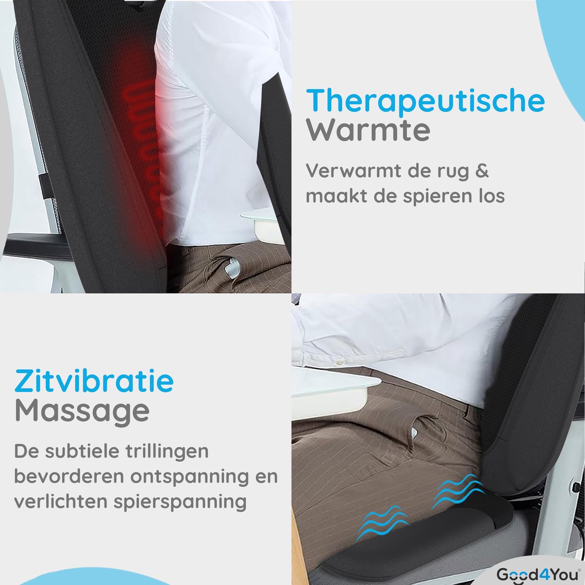 Good4You Shiatsu Massagestoel met Warmtekussen - afbeelding 2
