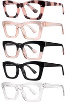XYZ Eyewear Set de 5 Lunettes de lecture +2,00 € - Femme - Homme - Lunettes de lecture - Trendy - Lunettes de lecture - Lunettes de lecture avec correction - Valeur - Groot monture - Avec correction +2,00 €