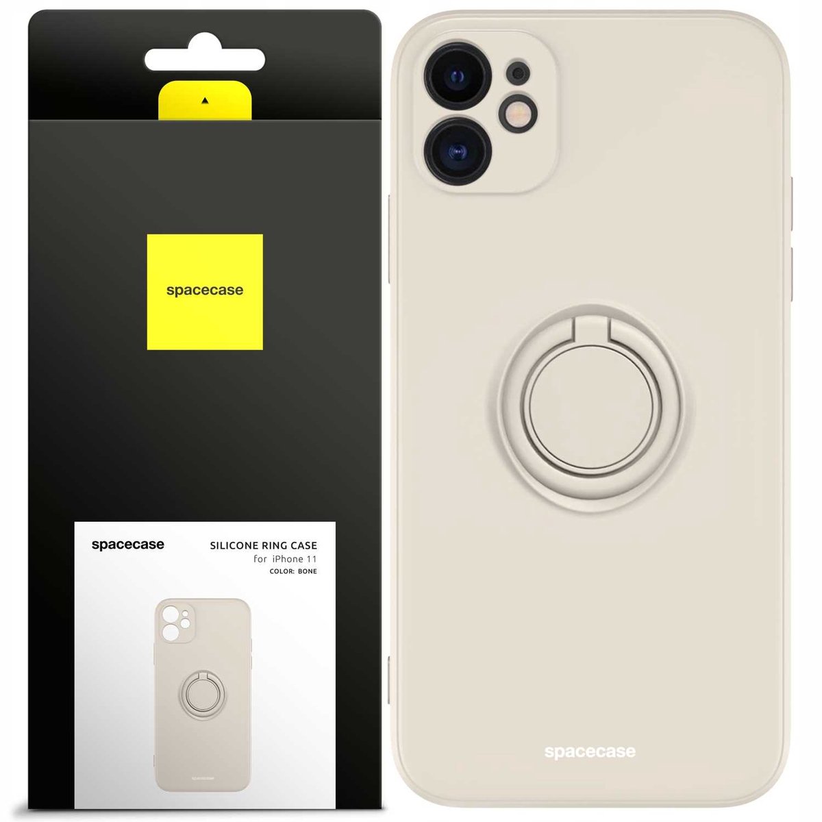 Spacecase Siliconen Ringhoesje Voor Iphone 11 12 13 14 15 Bone